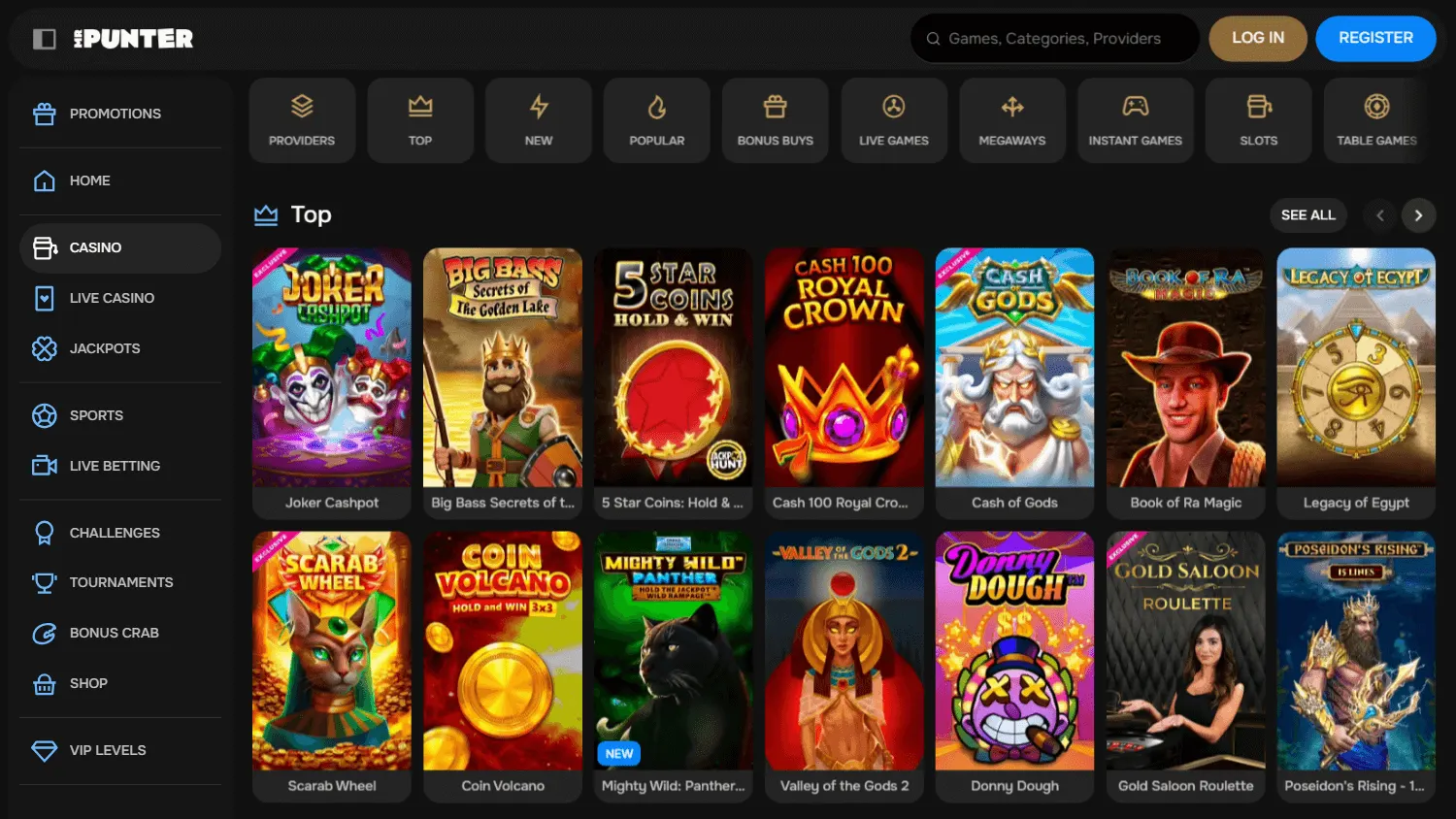 Mrpunter Casino games area on a desktop browser