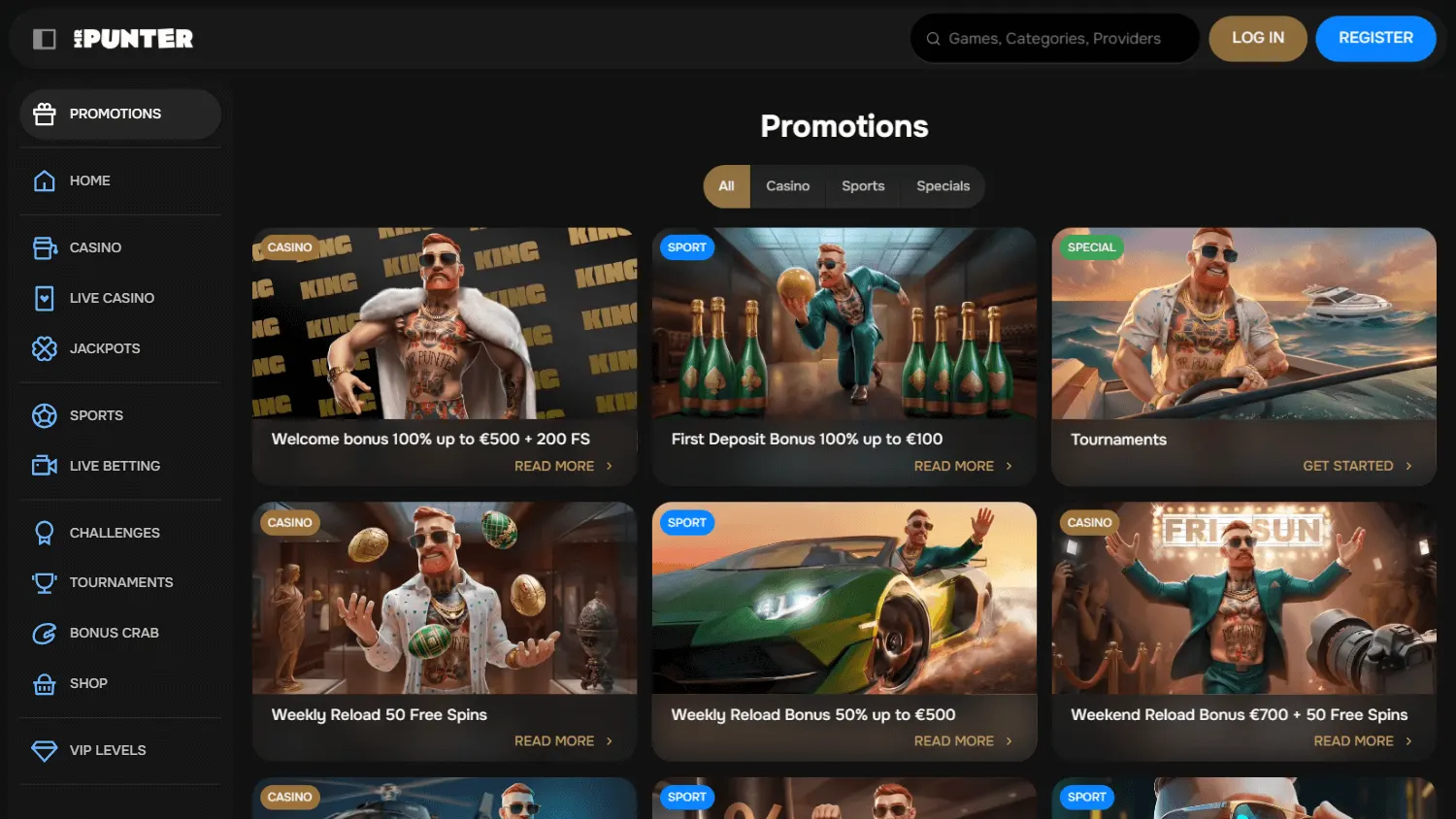 Mrpunter Casino promotions area on a desktop browser