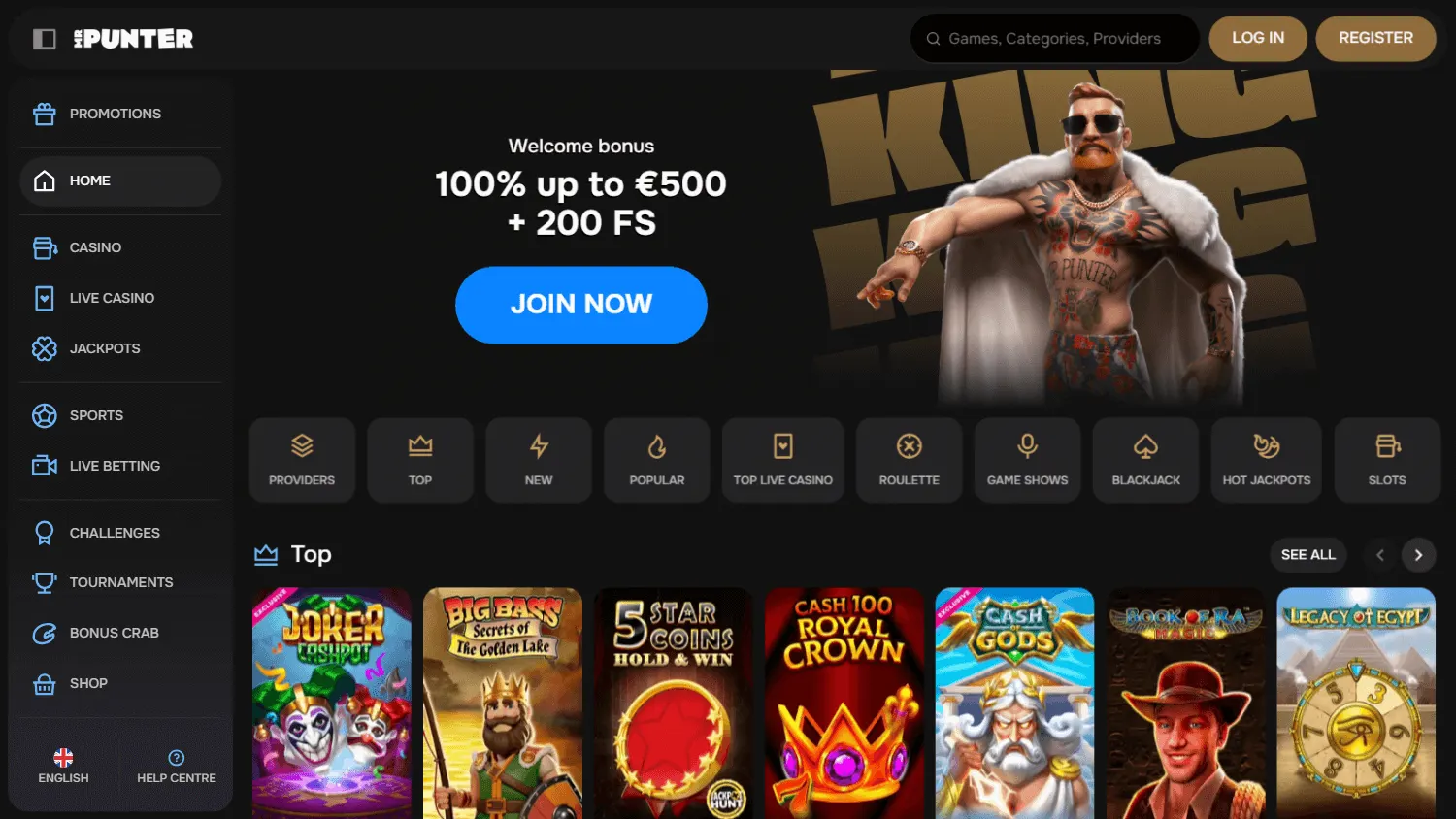 Mrpunter Casino home on a desktop browser